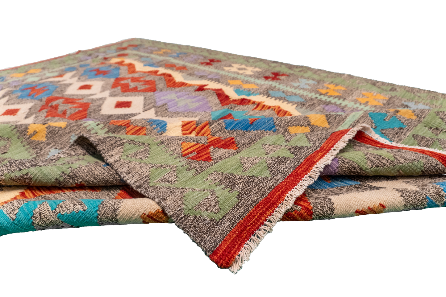 W 5.9 - L 7.8 - Kilim Fine/Wool All Over Rectangle - Finest Hand-Made Quality Wool - 63692