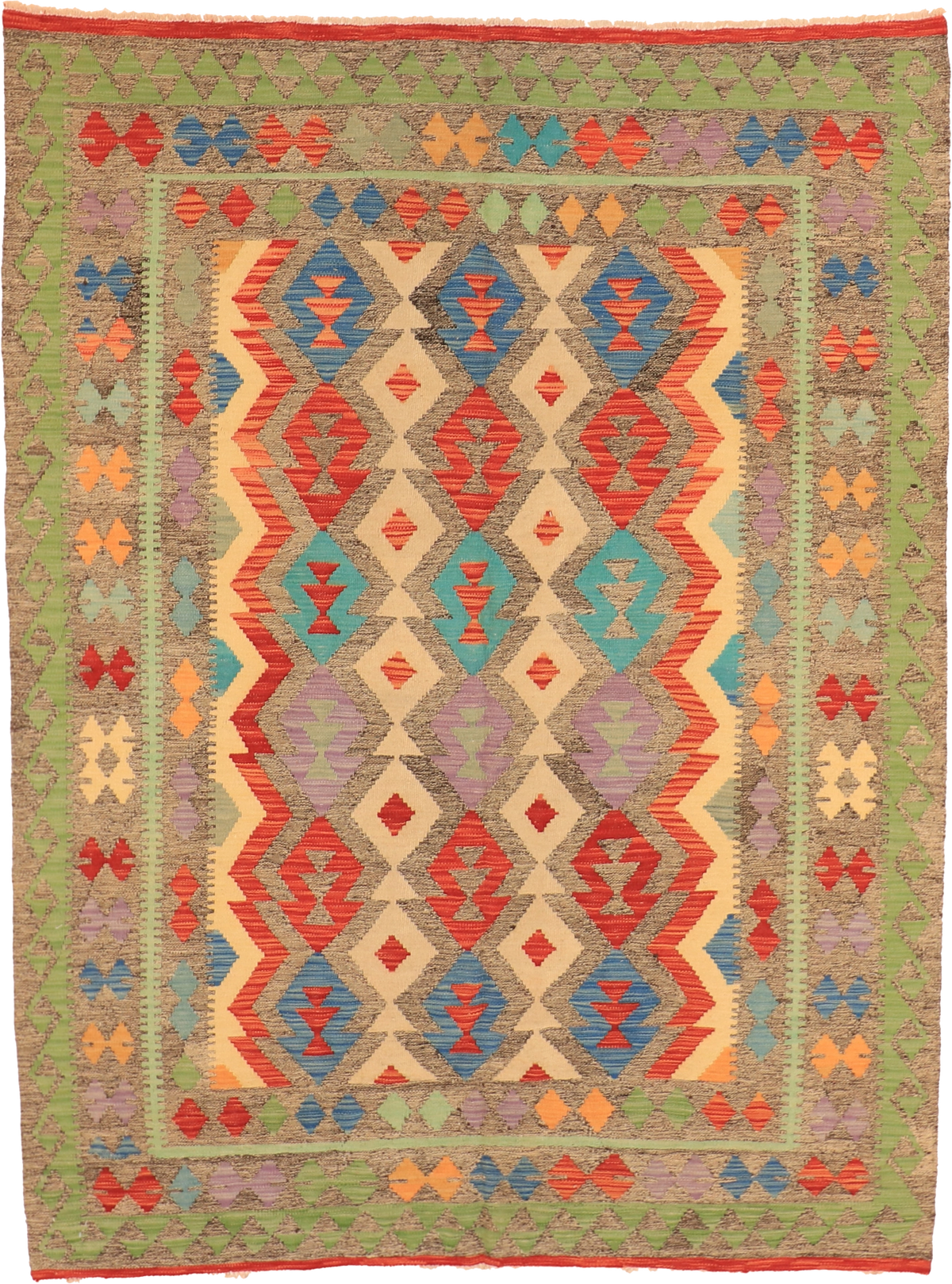W 5.9 L 7.8 Kilim 100% Wool Hand-Woven All-Over Design - 63692