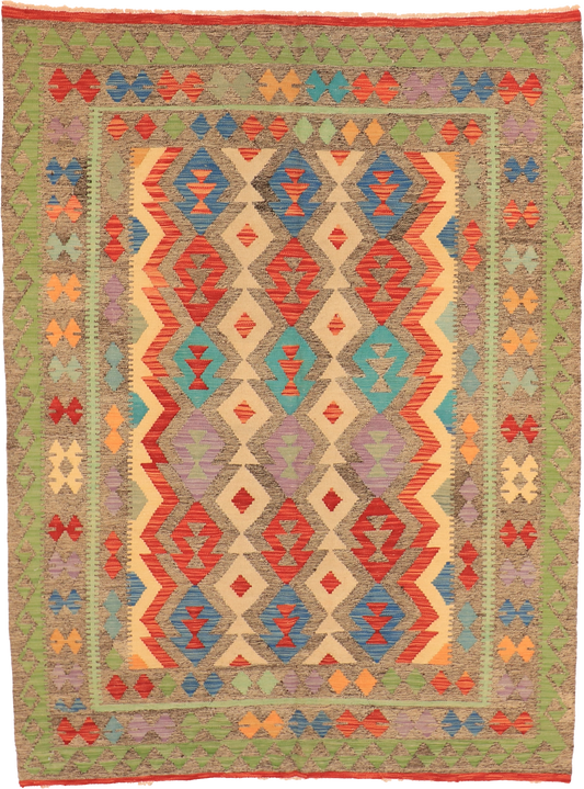 W 5.9 L 7.8 Kilim 100% Wool Hand-Woven All-Over Design - 63692