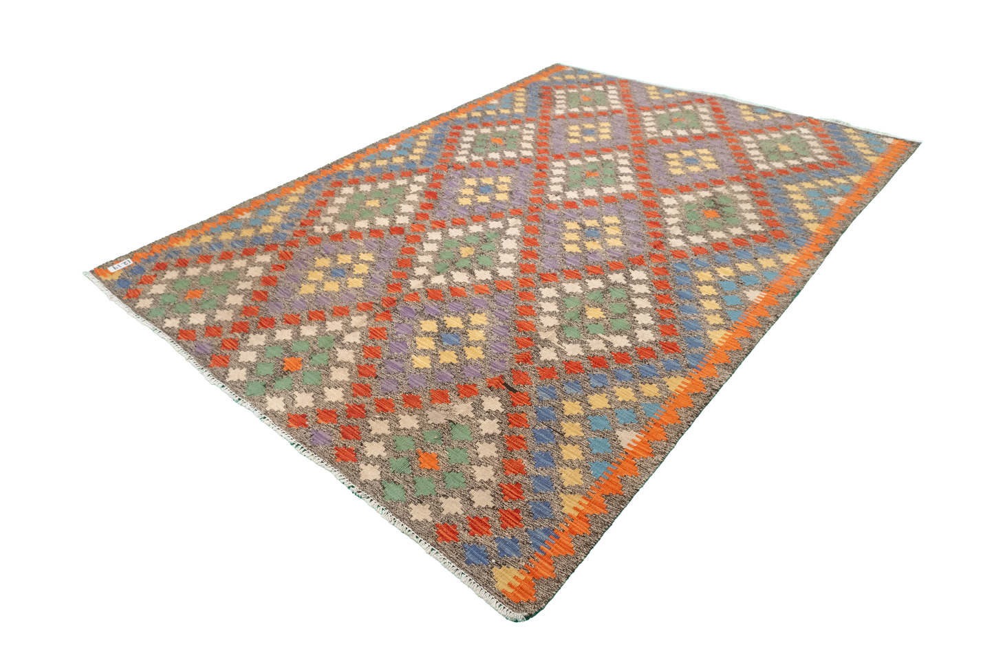W 5.6 - L 7.9 - Kilim Fine/Wool All Over Rectangle - Finest Hand-Made Quality Wool - 63693
