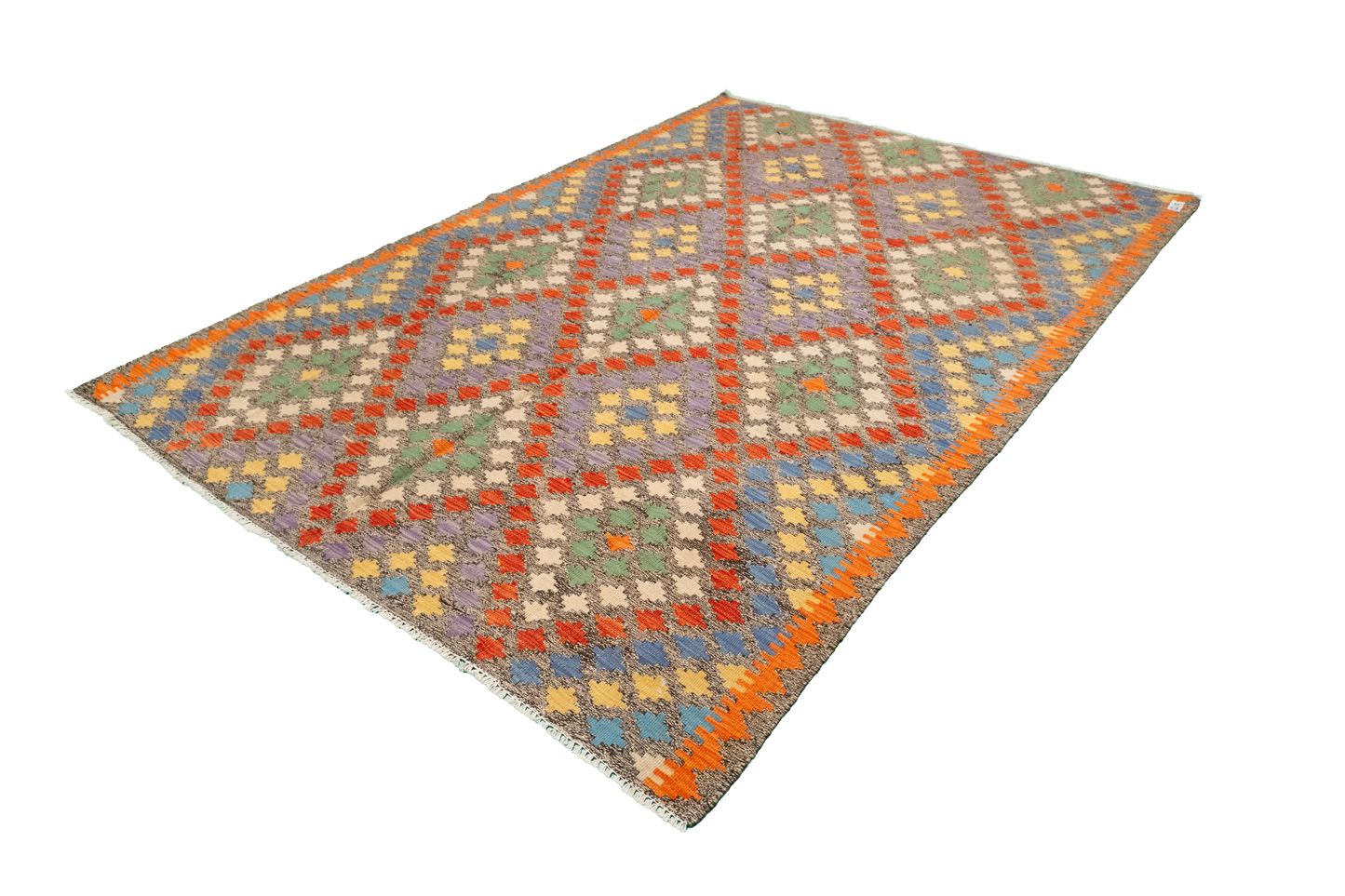 W 5.6 - L 7.9 - Kilim Fine/Wool All Over Rectangle - Finest Hand-Made Quality Wool - 63693