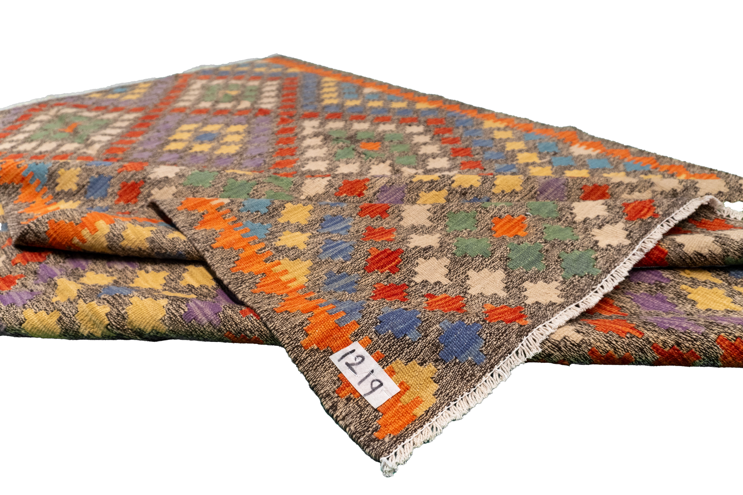 W 5.6 - L 7.9 - Kilim Fine/Wool All Over Rectangle - Finest Hand-Made Quality Wool - 63693
