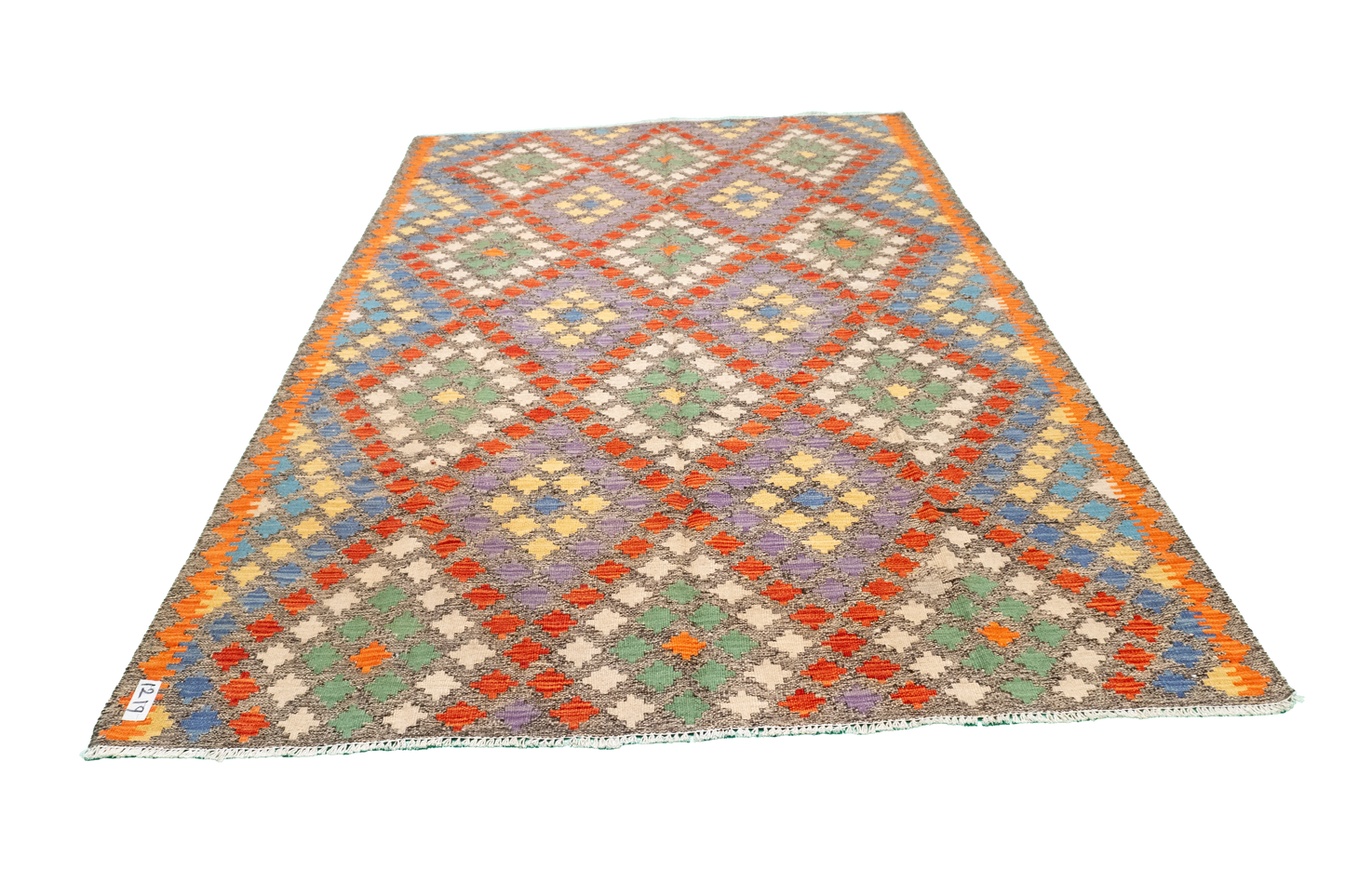 W 5.6 - L 7.9 - Kilim Fine/Wool All Over Rectangle - Finest Hand-Made Quality Wool - 63693