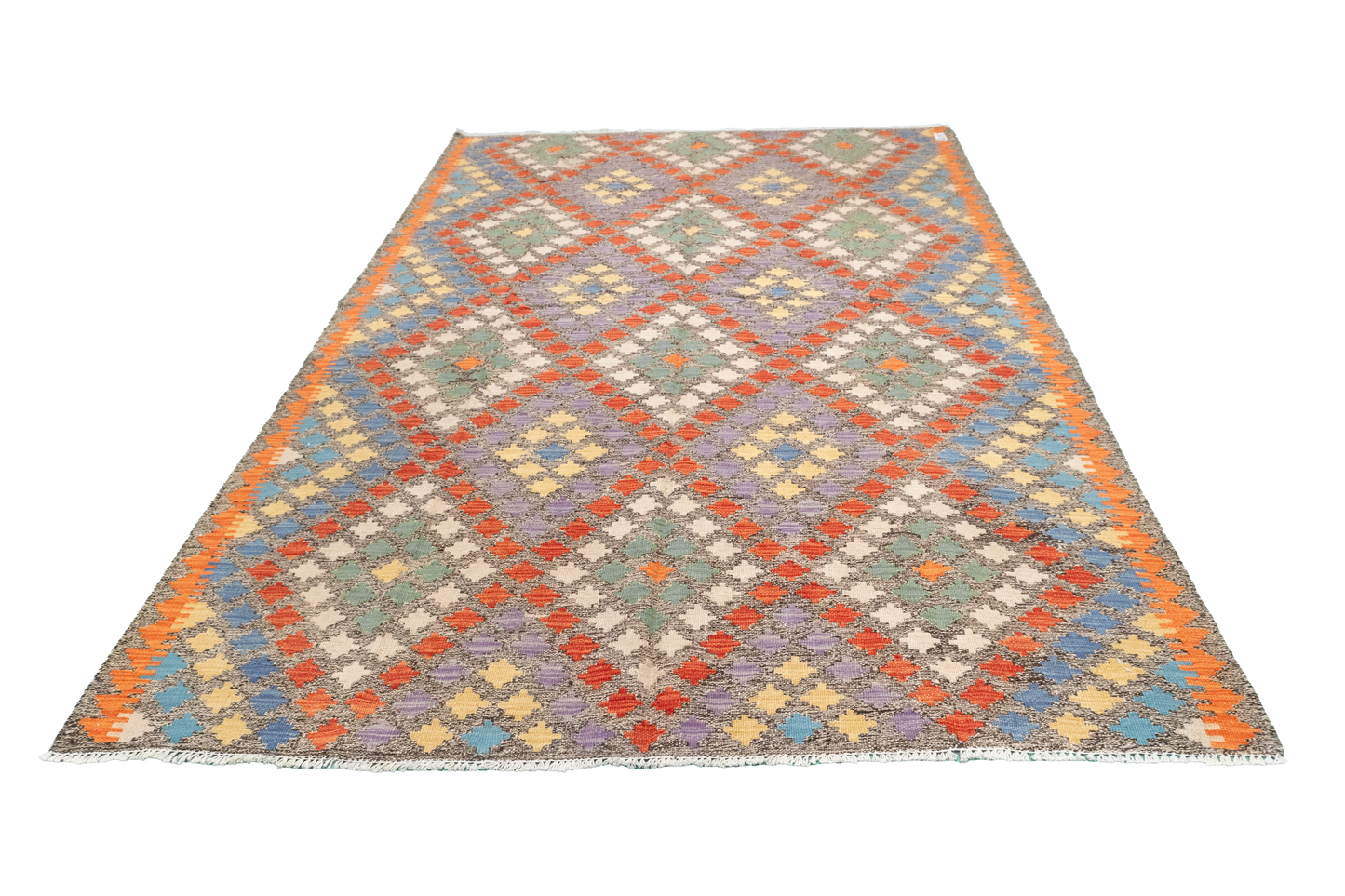 W 5.6 - L 7.9 - Kilim Fine/Wool All Over Rectangle - Finest Hand-Made Quality Wool - 63693