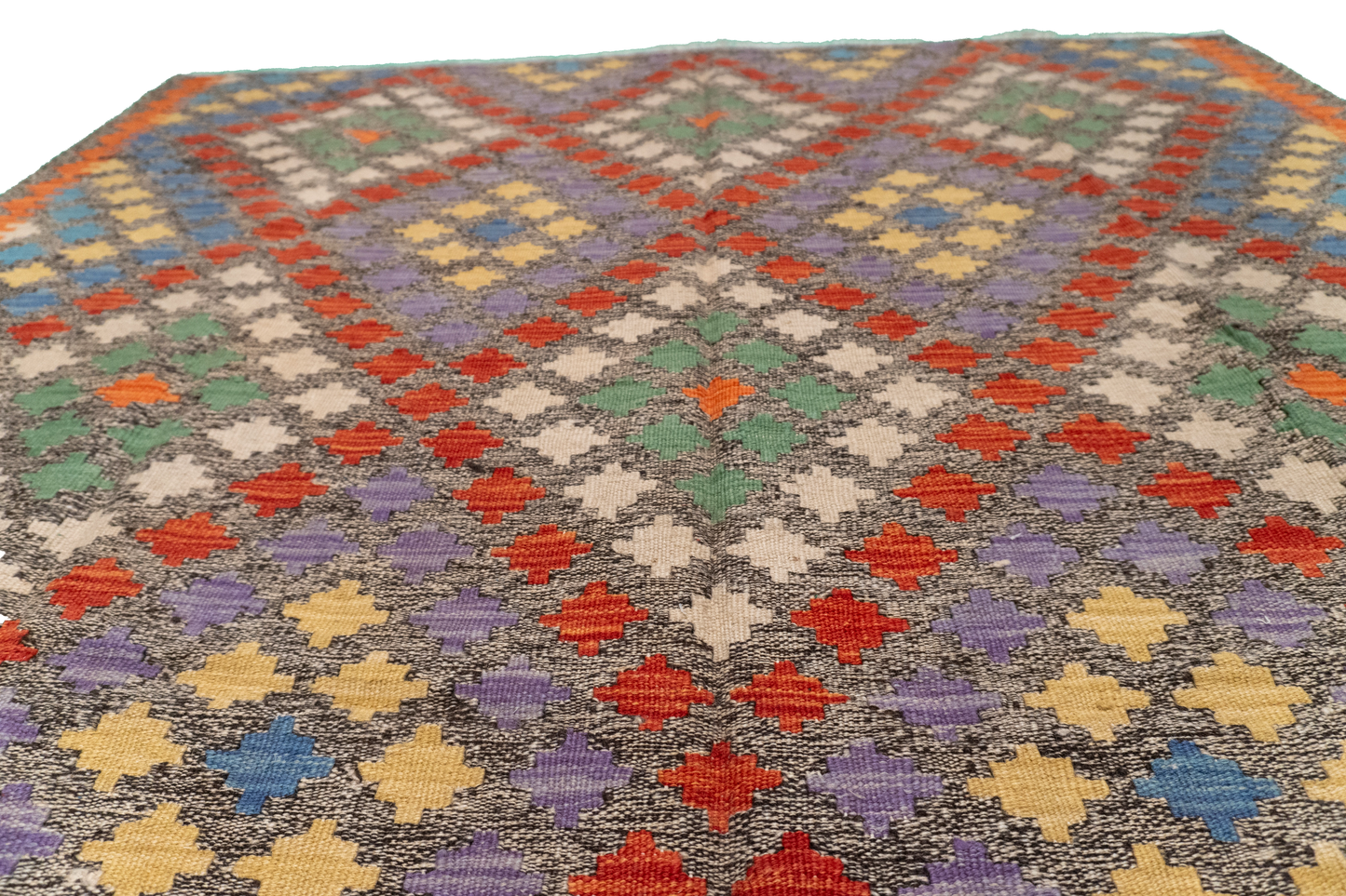 W 5.6 - L 7.9 - Kilim Fine/Wool All Over Rectangle - Finest Hand-Made Quality Wool - 63693
