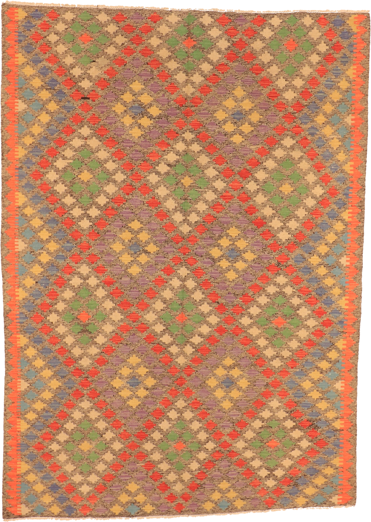 W 5.6 L 7.9 Kilim 100% Wool Hand-Woven All-Over Design - 63693