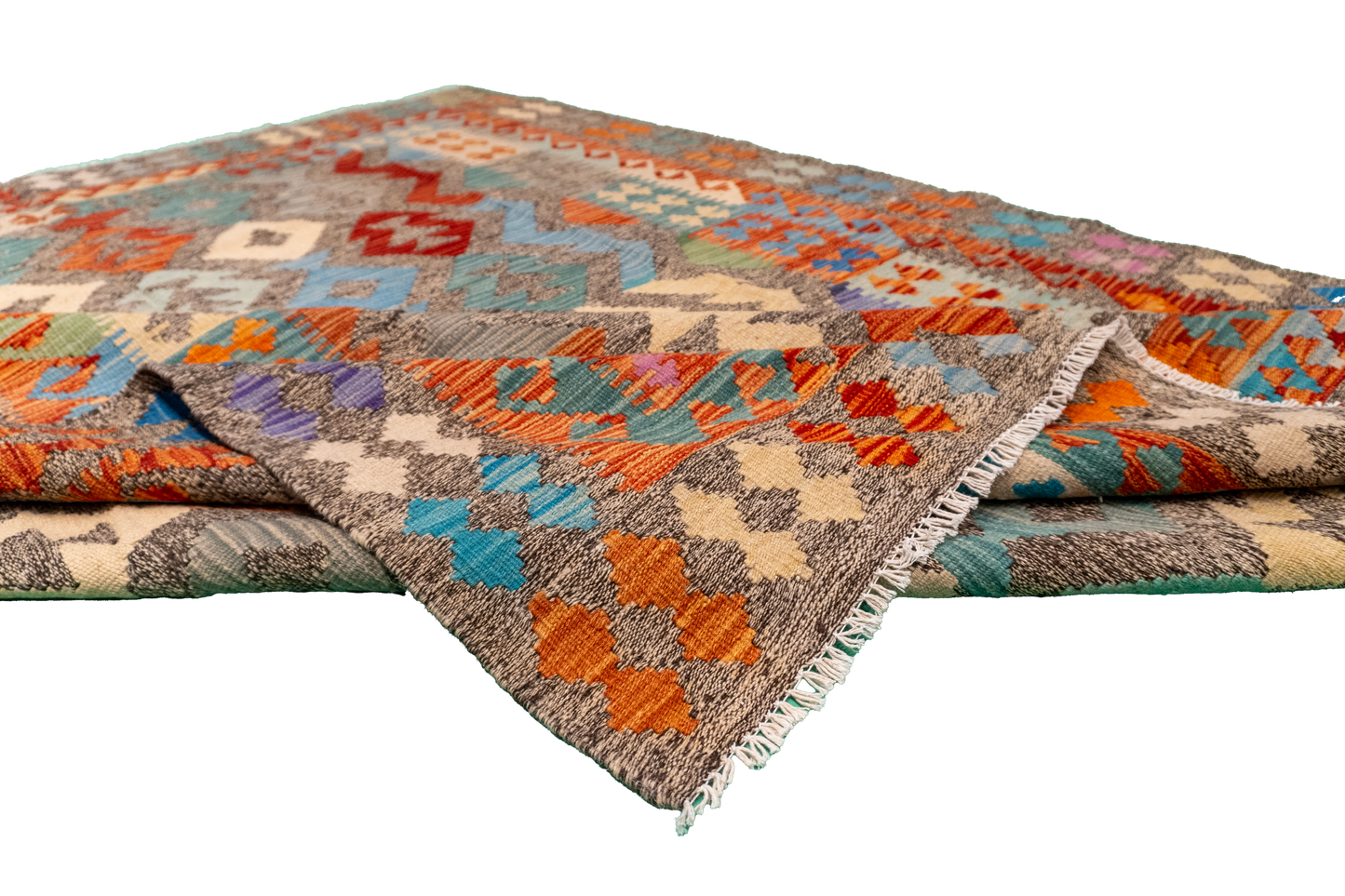 W 5.10 - L 7.7 - Kilim Fine/Wool All Over Rectangle - Finest Hand-Made Quality Wool - 63694