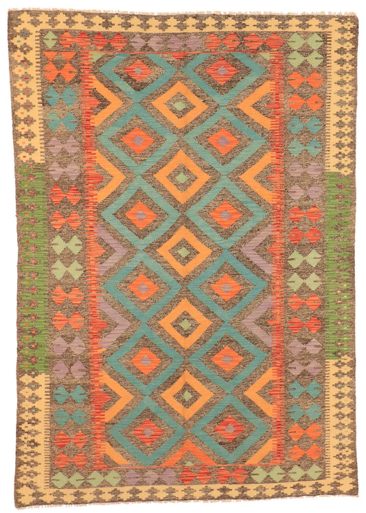 5.5 x 7.10 - Kilim Fine/Wool All Over Rectangle - Finest Hand-Made Quality Wool - 63695