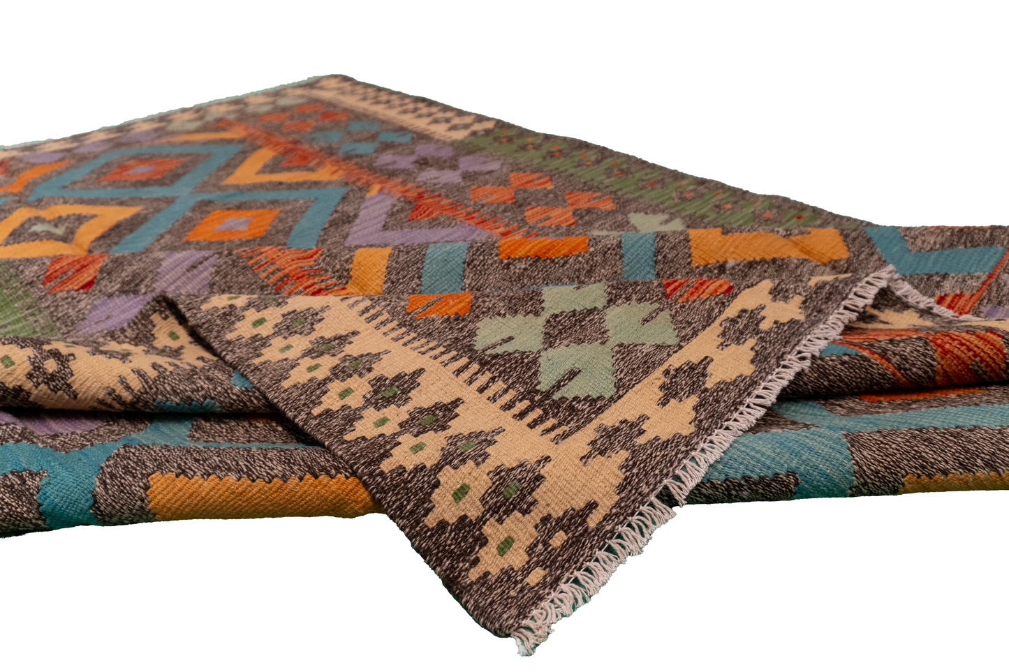 W 5.5 - L 7.10 - Kilim Fine/Wool All Over Rectangle - Finest Hand-Made Quality Wool - 63695