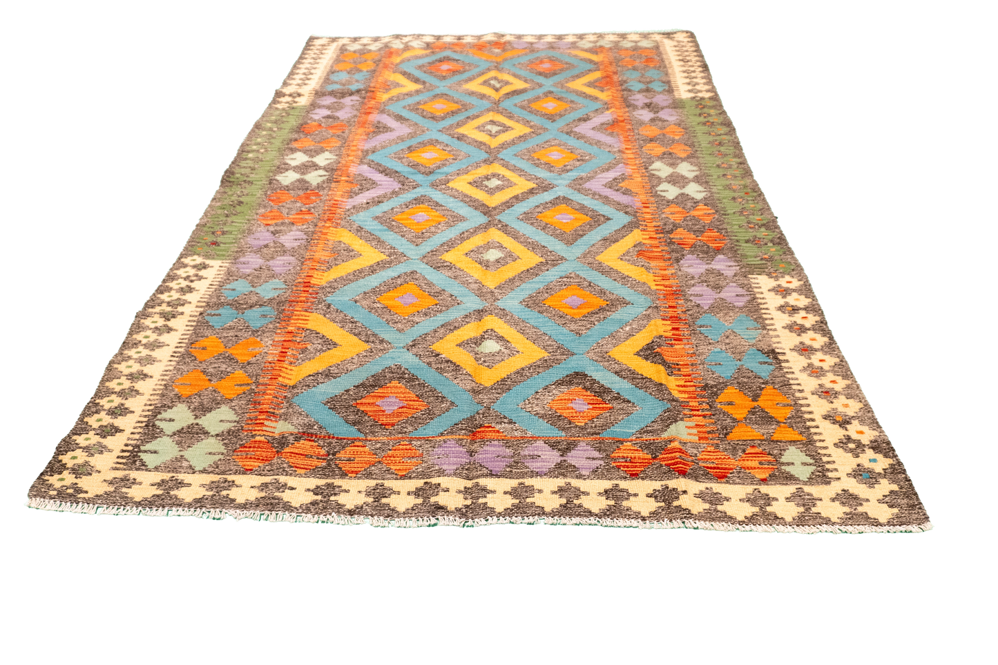 W 5.5 - L 7.10 - Kilim Fine/Wool All Over Rectangle - Finest Hand-Made Quality Wool - 63695
