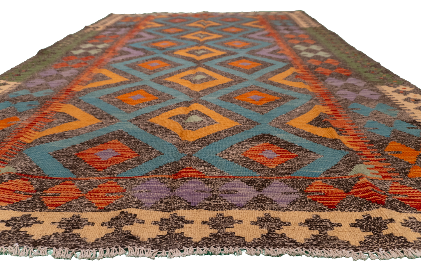 W 5.5 - L 7.10 - Kilim Fine/Wool All Over Rectangle - Finest Hand-Made Quality Wool - 63695