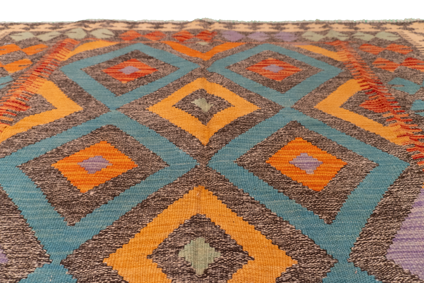 W 5.5 - L 7.10 - Kilim Fine/Wool All Over Rectangle - Finest Hand-Made Quality Wool - 63695