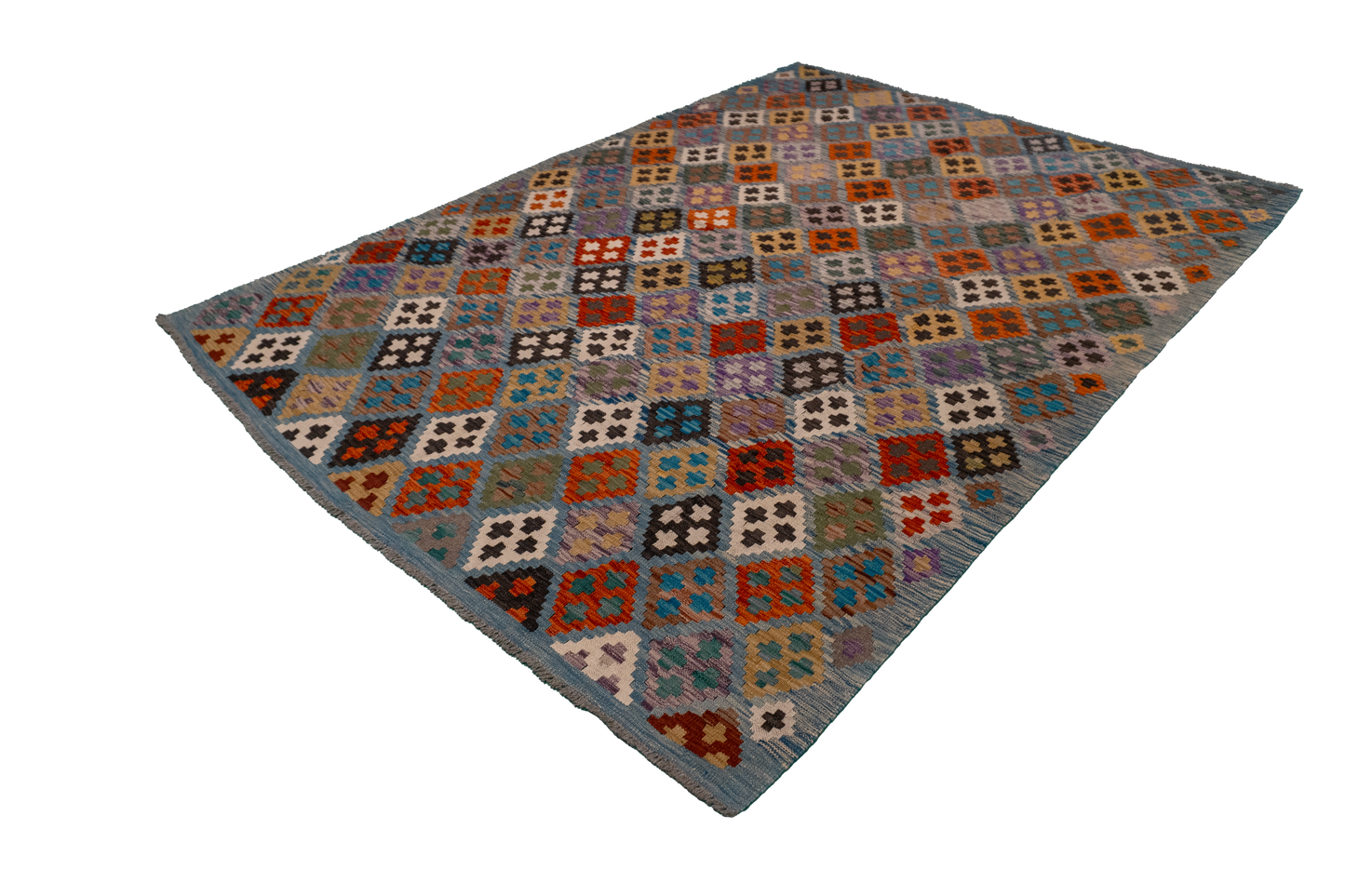 W 5.9 - L 7.11 - Kilim Fine/Wool All Over Rectangle - Finest Hand-Made Quality Wool - 63696