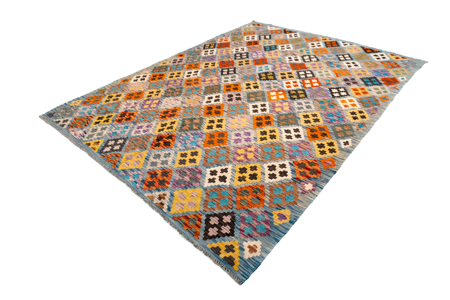 W 5.9 - L 7.11 - Kilim Fine/Wool All Over Rectangle - Finest Hand-Made Quality Wool - 63696