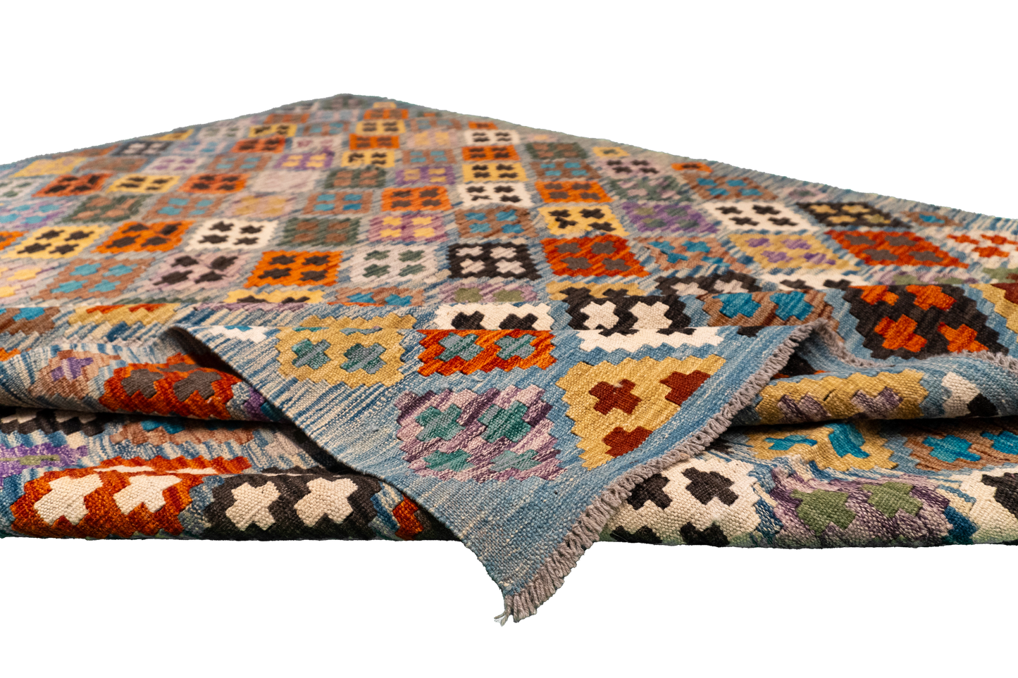 W 5.9 - L 7.11 - Kilim Fine/Wool All Over Rectangle - Finest Hand-Made Quality Wool - 63696
