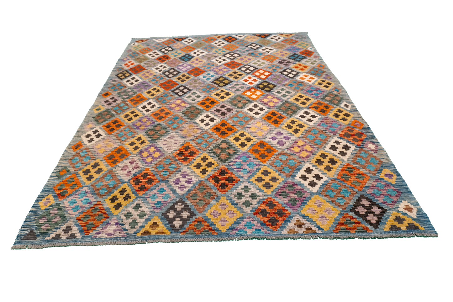 W 5.9 - L 7.11 - Kilim Fine/Wool All Over Rectangle - Finest Hand-Made Quality Wool - 63696