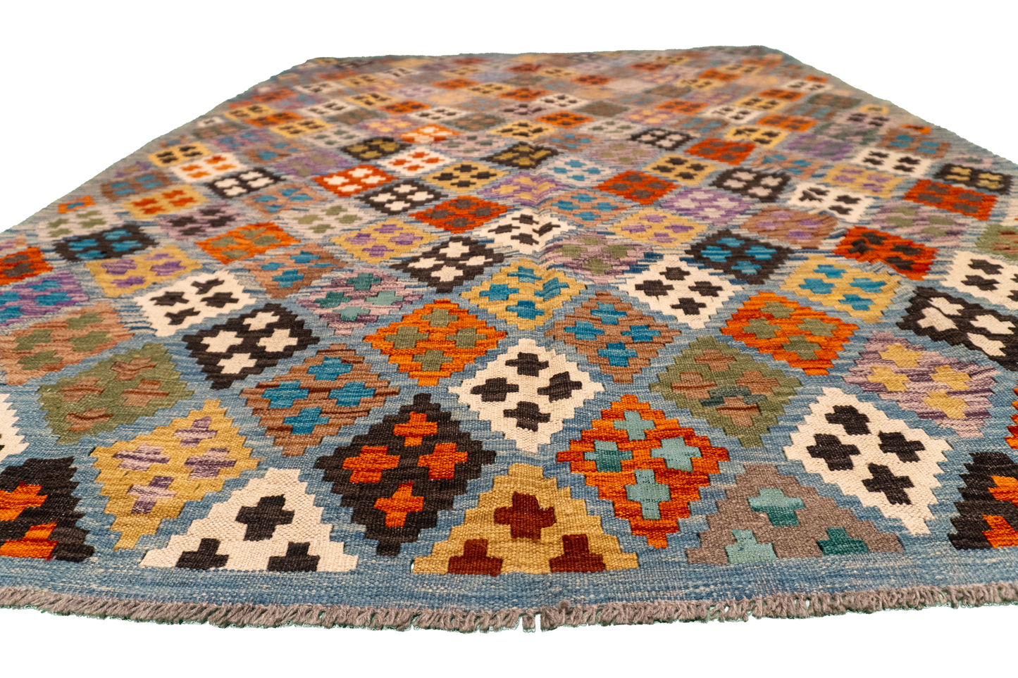 W 5.9 - L 7.11 - Kilim Fine/Wool All Over Rectangle - Finest Hand-Made Quality Wool - 63696
