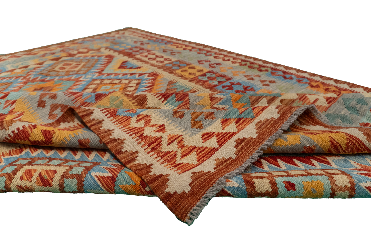 W 5.7 - L 7.7 - Kilim Fine/Wool All Over Rectangle - Finest Hand-Made Quality Wool - 63697