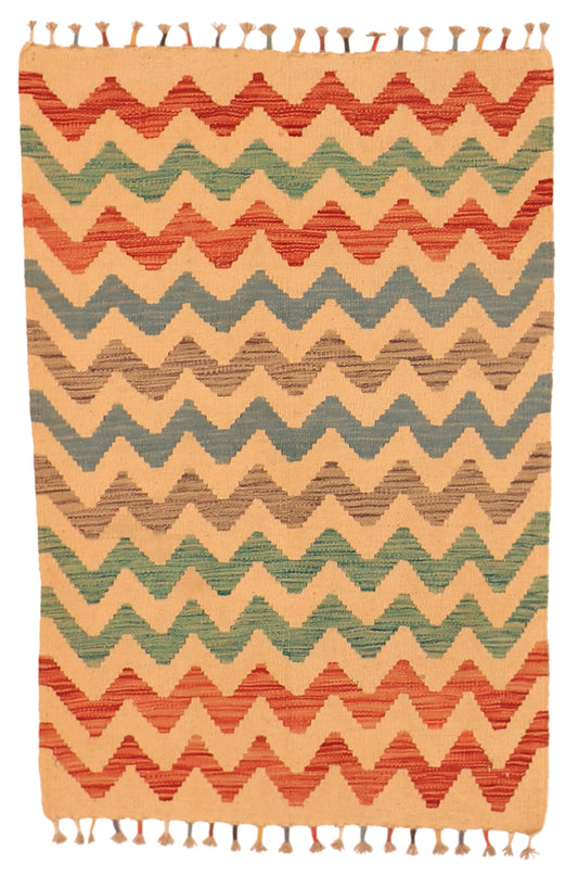 W 2.8 L 4.1 Kilim 100% Wool Hand-Woven All-Over Design - 63698