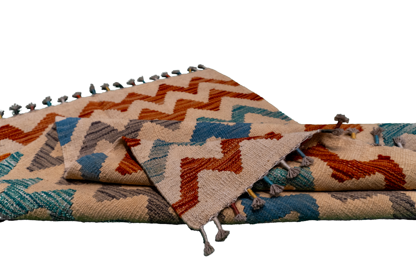 W 2.8 L 4.1 Kilim 100% Wool Hand-Woven All-Over Design - 63698