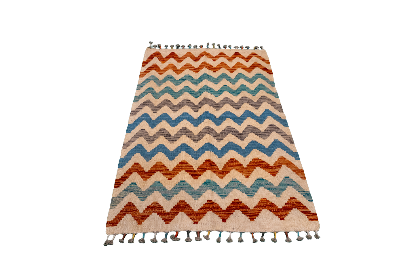 W 2.8 L 4.1 Kilim 100% Wool Hand-Woven All-Over Design - 63698