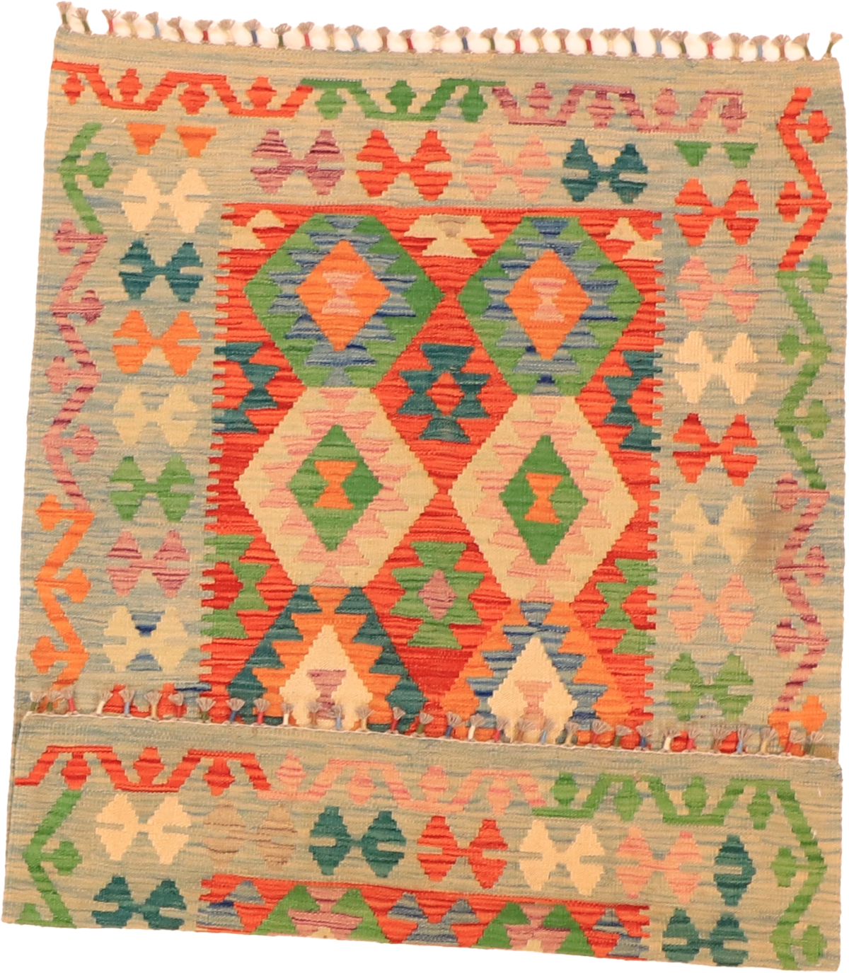 W 3.6 L 4.10 Kilim 100% Wool Hand-Woven All-Over Design - 63708