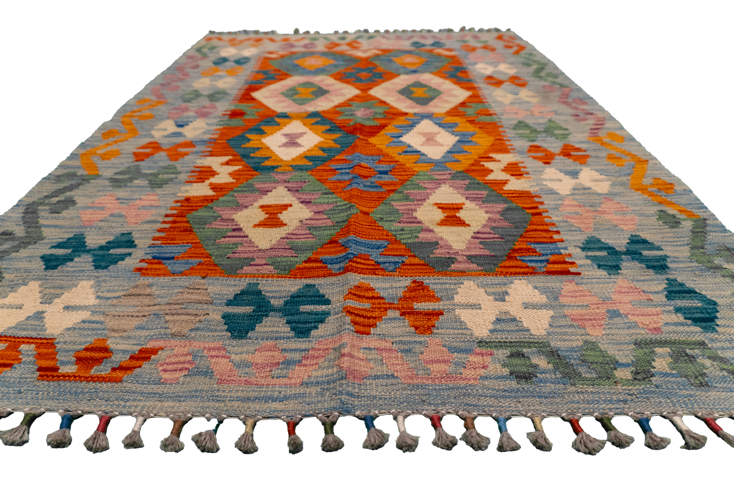 W 3.6 L 4.10 Kilim 100% Wool Hand-Woven All-Over Design - 63708