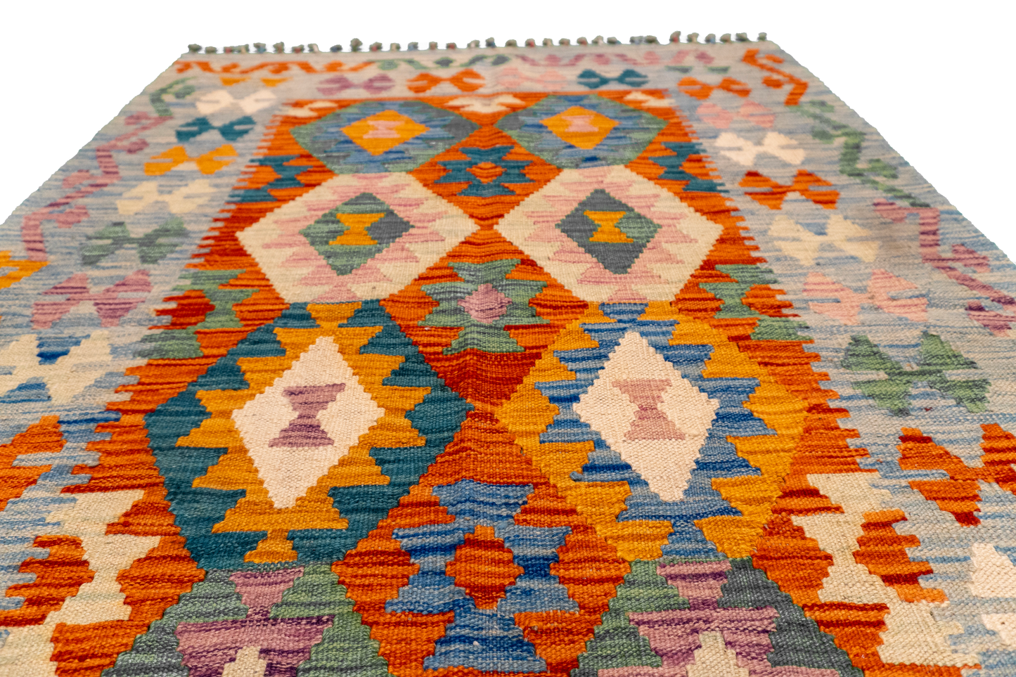 W 3.6 L 4.10 Kilim 100% Wool Hand-Woven All-Over Design - 63708