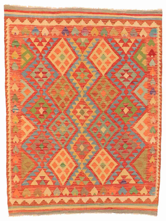 4.9 x 6.4 - Kilim Fine/Wool All Over Rectangle - Finest Hand-Made Quality Wool - 63710