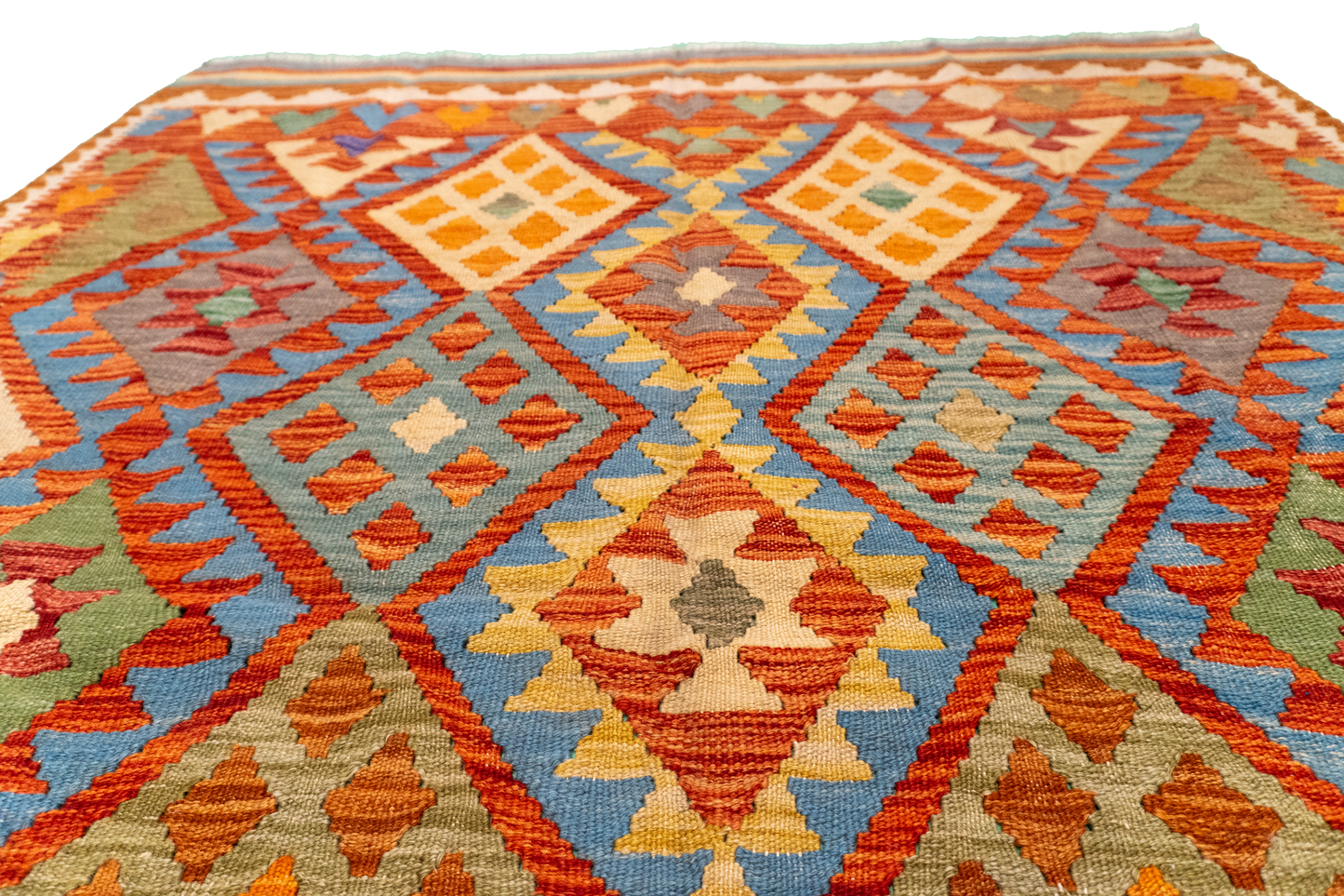 W 4.9 - L 6.4 - Kilim Fine/Wool All Over Rectangle - Finest Hand-Made Quality Wool - 63710