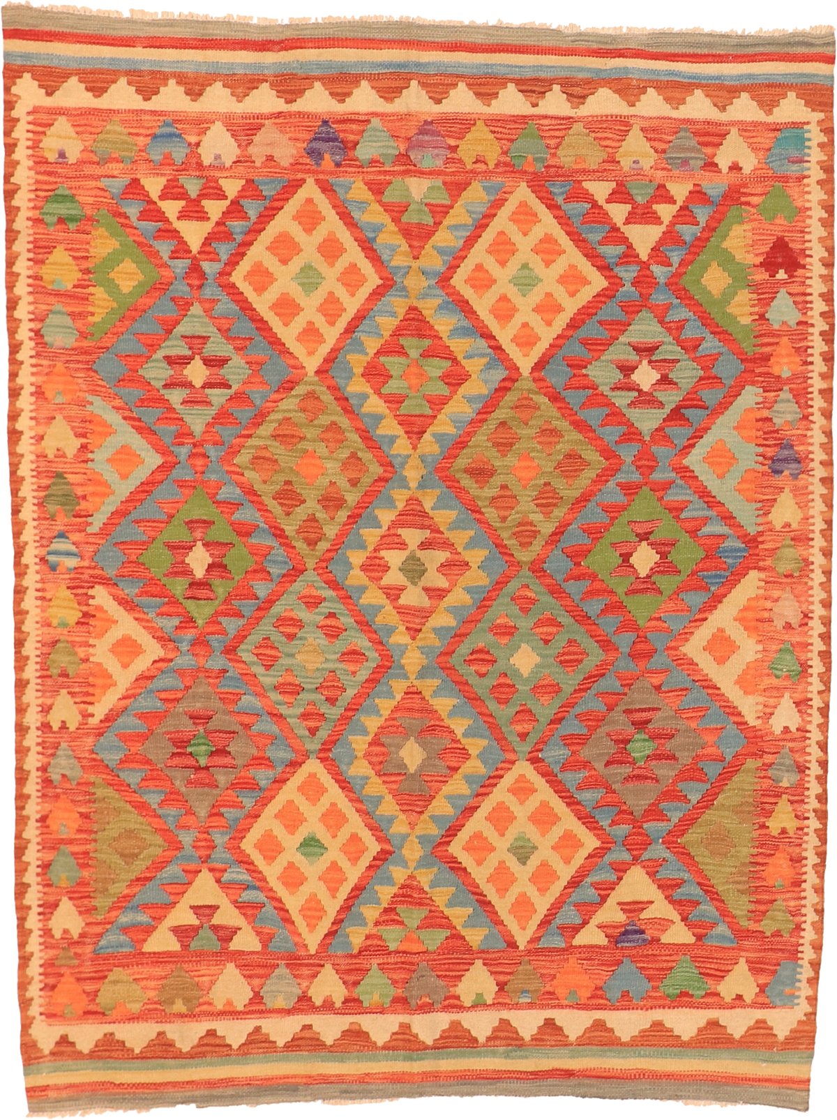 W 4.9 L 6.4 Kilim 100% Wool Hand-Woven All-Over Design - 63710