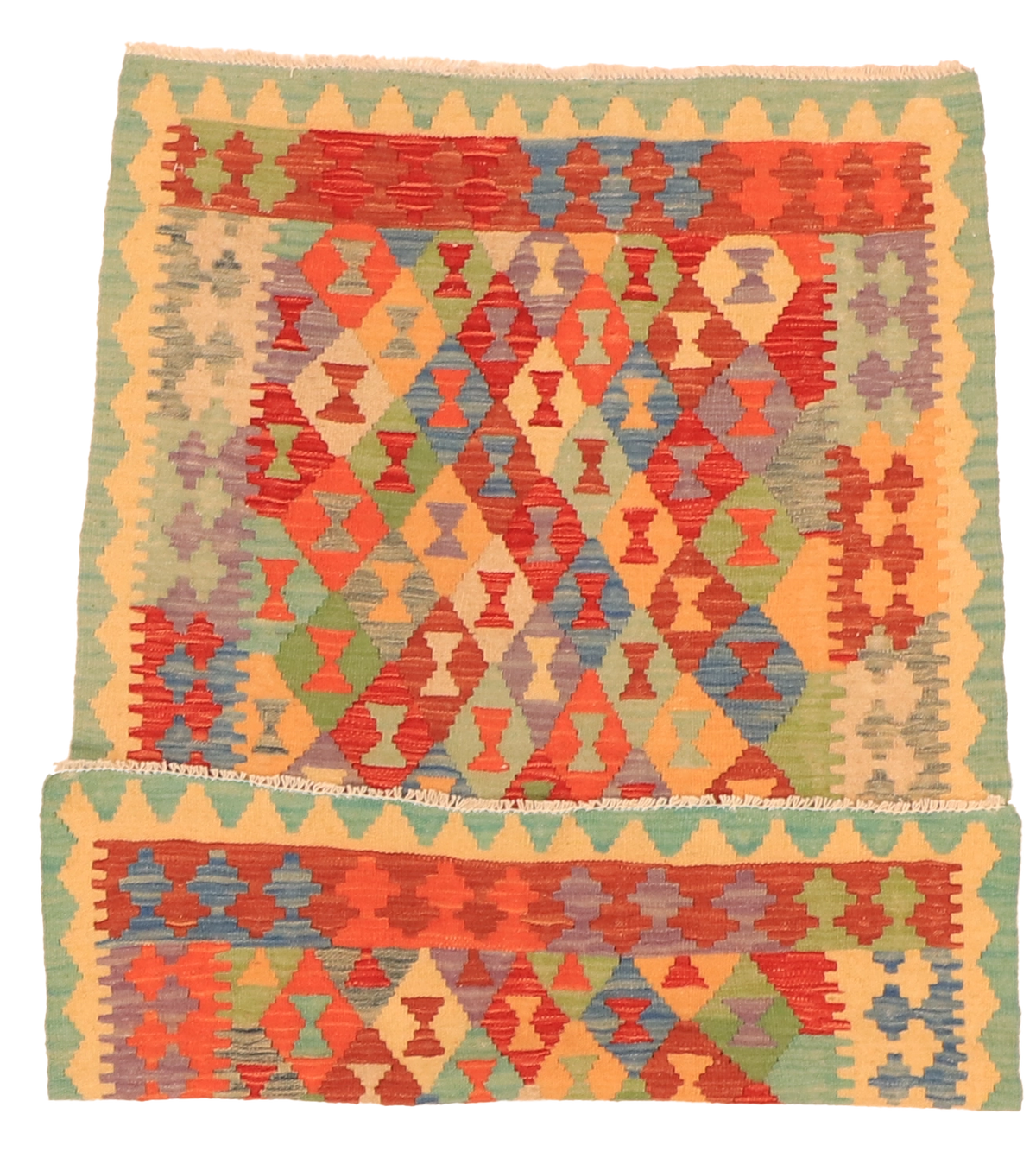 W 3.3 L 4.9 Kilim 100% Wool Hand-Woven All-Over Design - 63712