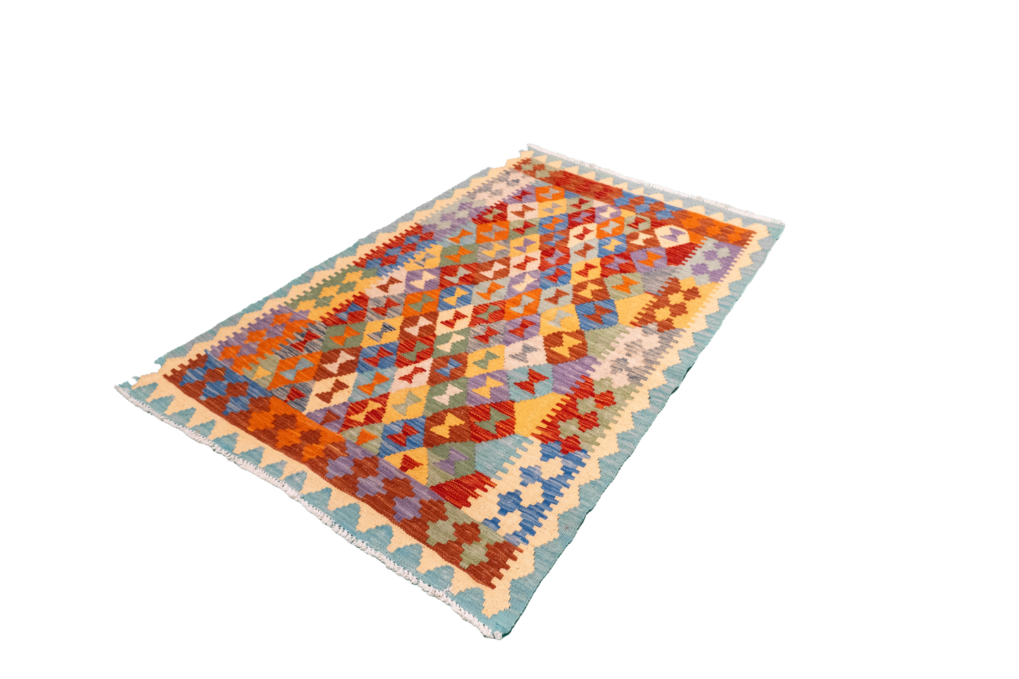 W 3.3 L 4.9 Kilim 100% Wool Hand-Woven All-Over Design - 63712