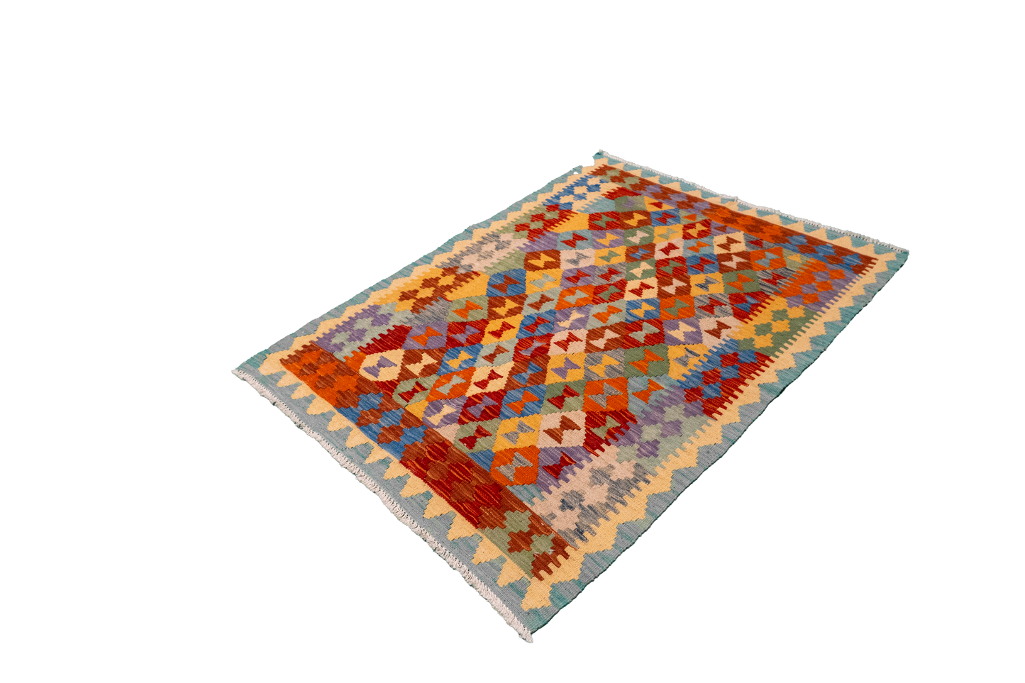 W 3.3 L 4.9 Kilim 100% Wool Hand-Woven All-Over Design - 63712