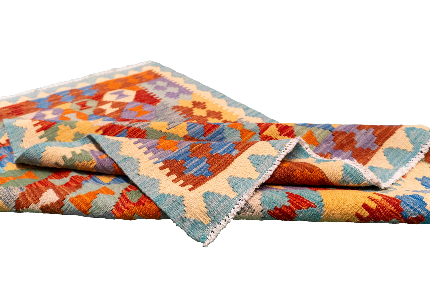 W 3.3 L 4.9 Kilim 100% Wool Hand-Woven All-Over Design - 63712