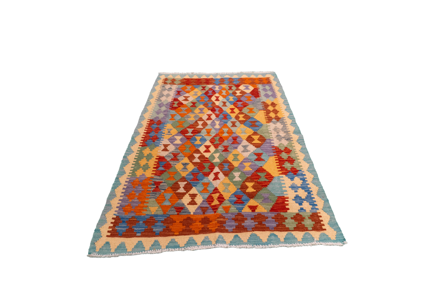 W 3.3 L 4.9 Kilim 100% Wool Hand-Woven All-Over Design - 63712