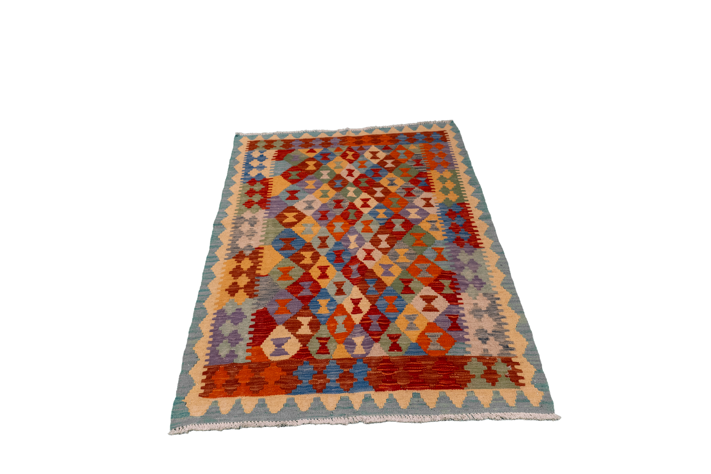 W 3.3 L 4.9 Kilim 100% Wool Hand-Woven All-Over Design - 63712