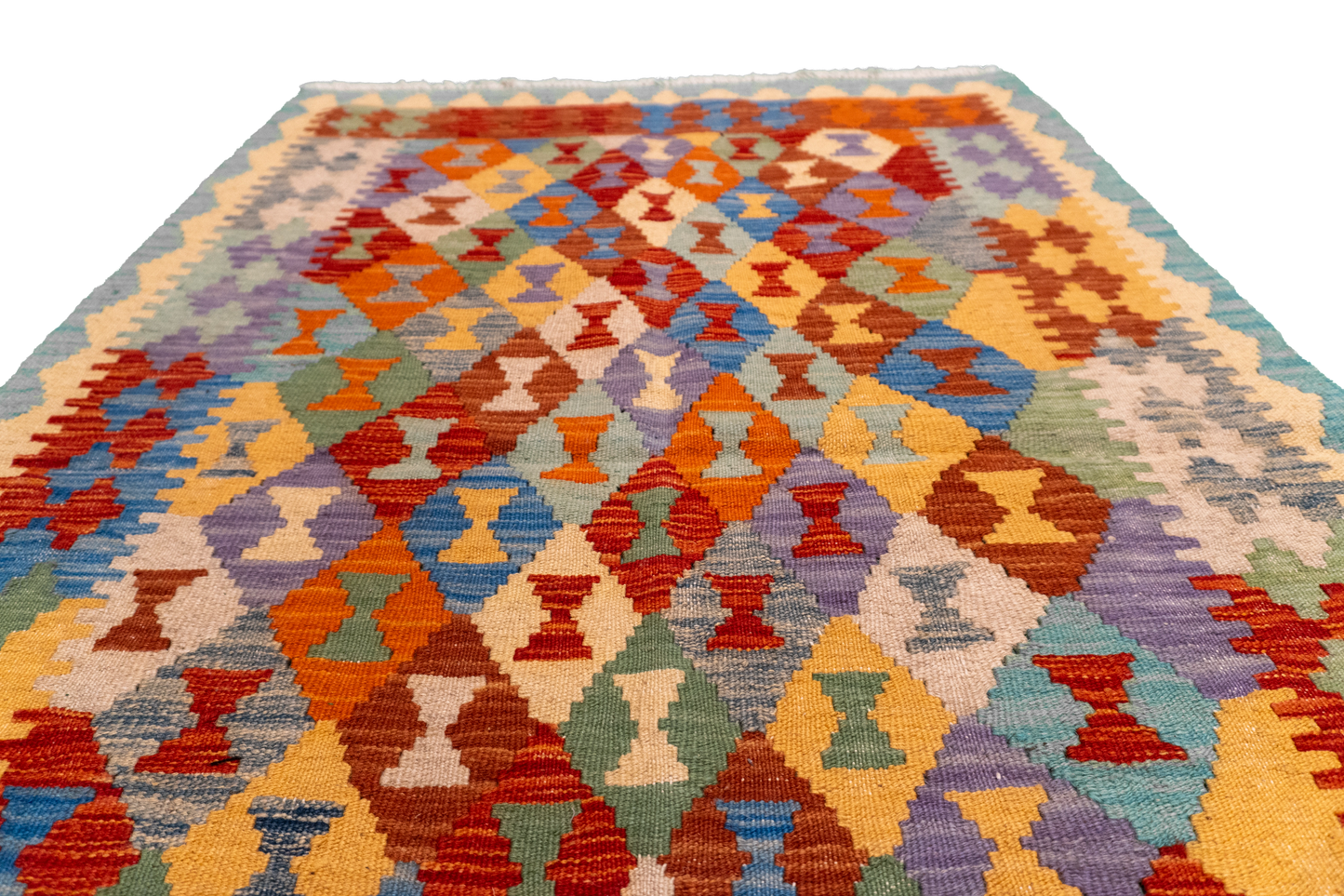W 3.3 L 4.9 Kilim 100% Wool Hand-Woven All-Over Design - 63712
