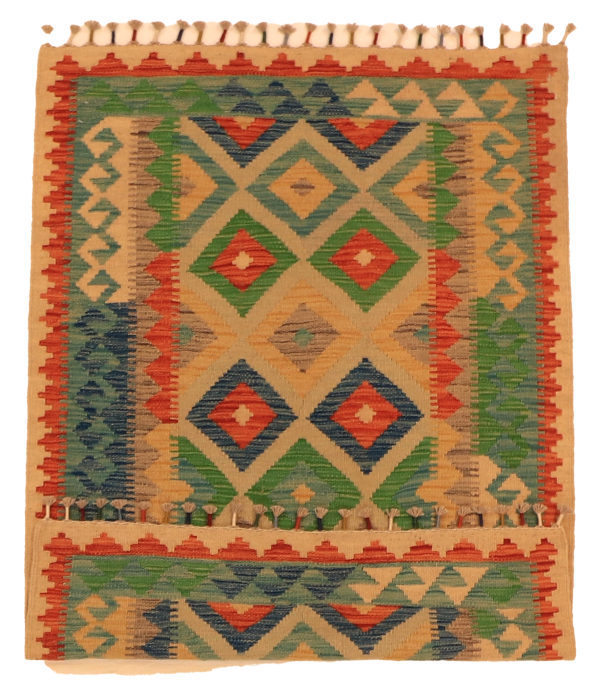 W 3.5 L 4.10 Kilim 100% Wool Hand-Woven All-Over Design - 63716
