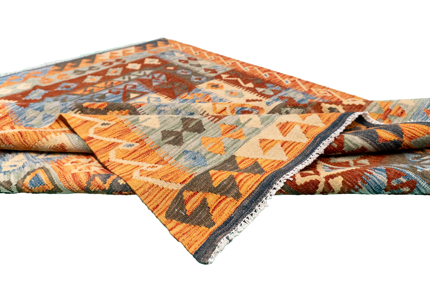 W 4.8 - L 6.3 - Kilim Fine/Wool All Over Rectangle - Finest Hand-Made Quality Wool - 63719