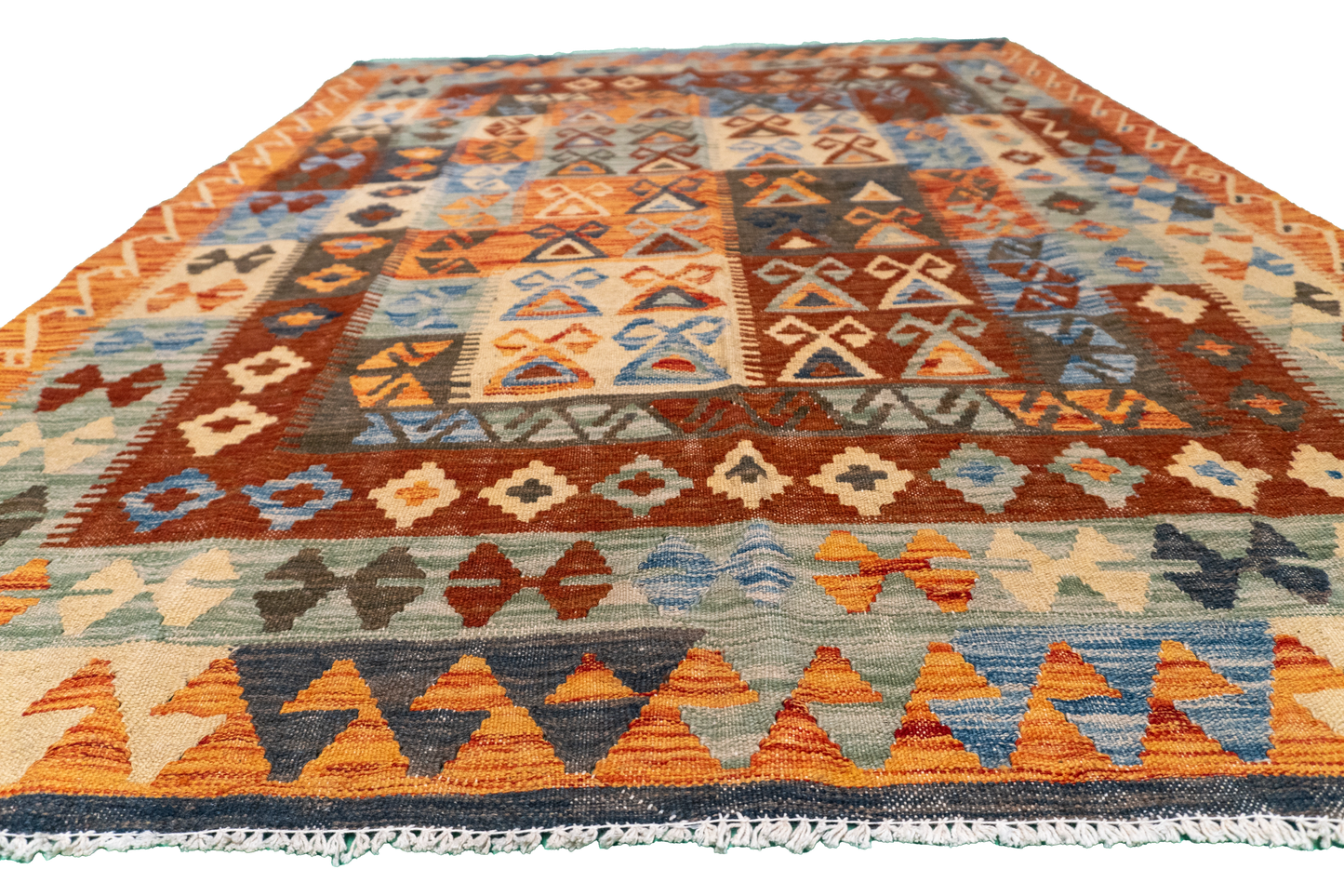W 4.8 - L 6.3 - Kilim Fine/Wool All Over Rectangle - Finest Hand-Made Quality Wool - 63719