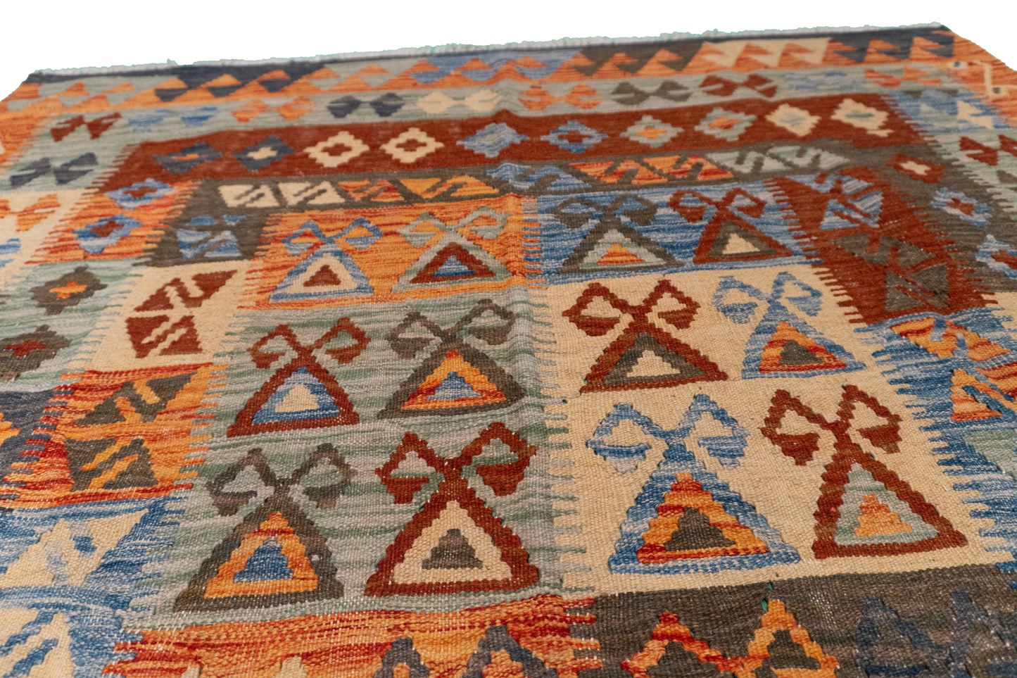 W 4.8 - L 6.3 - Kilim Fine/Wool All Over Rectangle - Finest Hand-Made Quality Wool - 63719