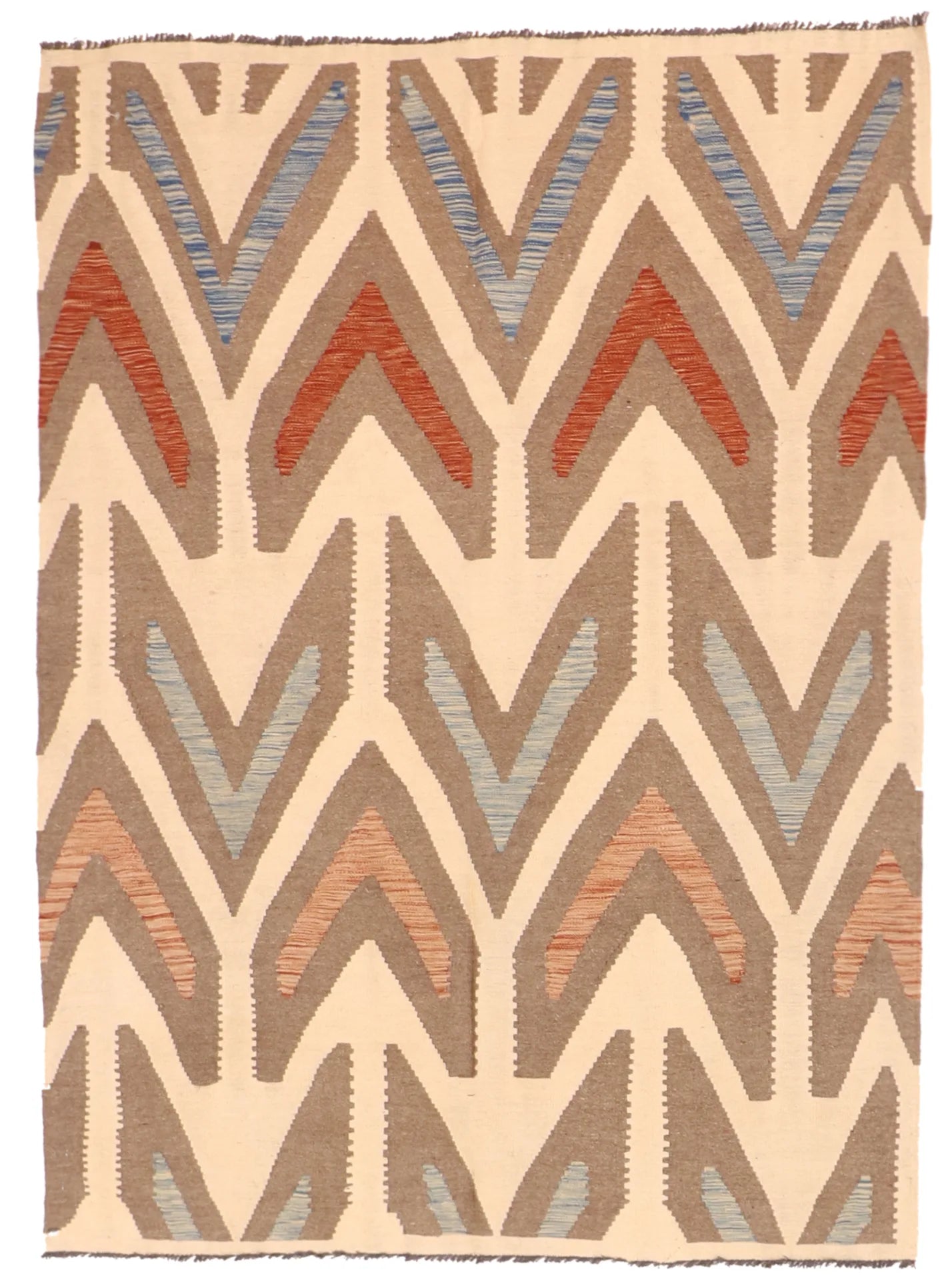 W 5 - L 6.7 - Kilim Fine/Wool All Over Rectangle - Finest Hand-Made Quality Wool - 63722