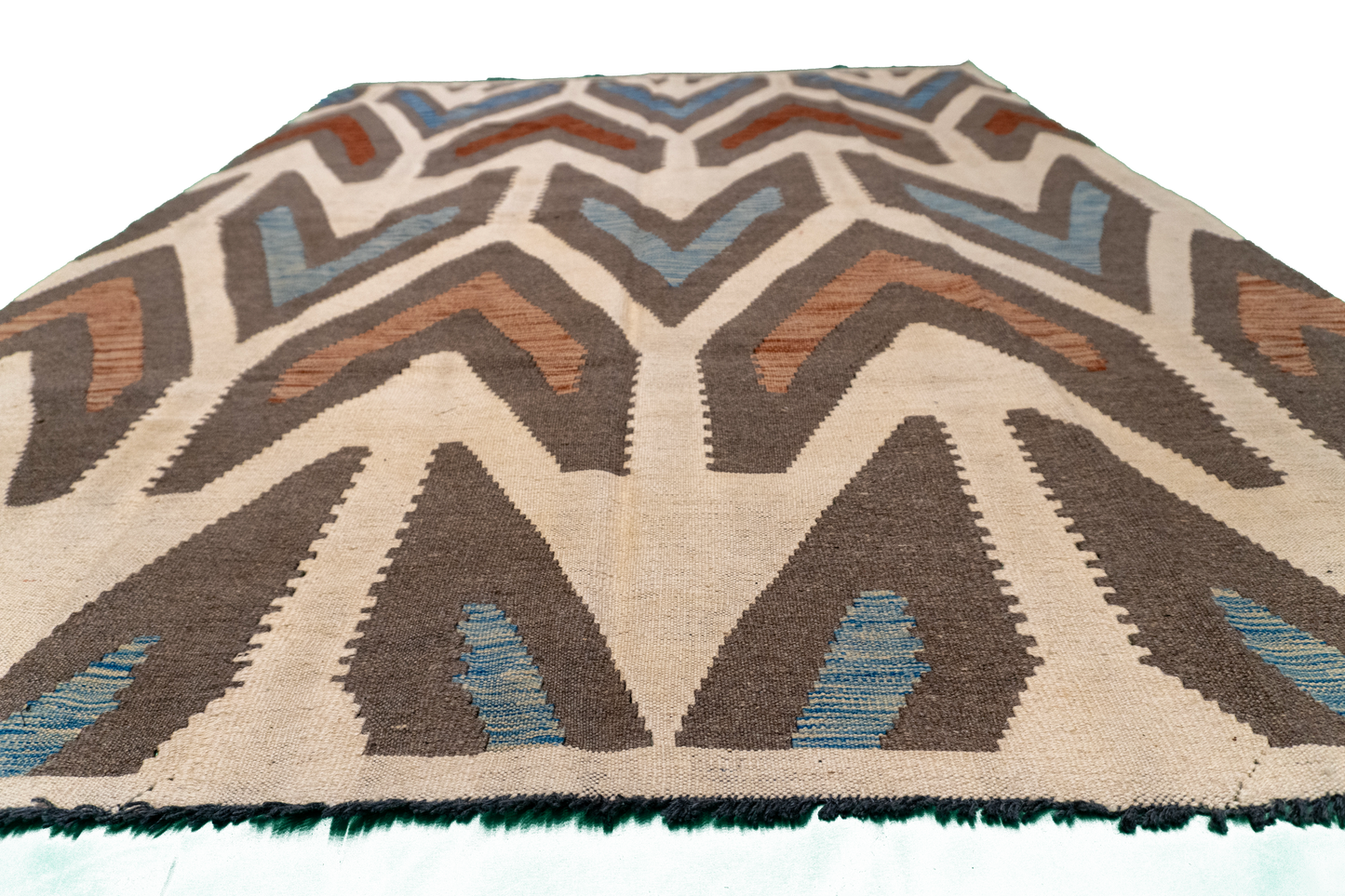 W 5 - L 6.7 - Kilim Fine/Wool All Over Rectangle - Finest Hand-Made Quality Wool - 63722