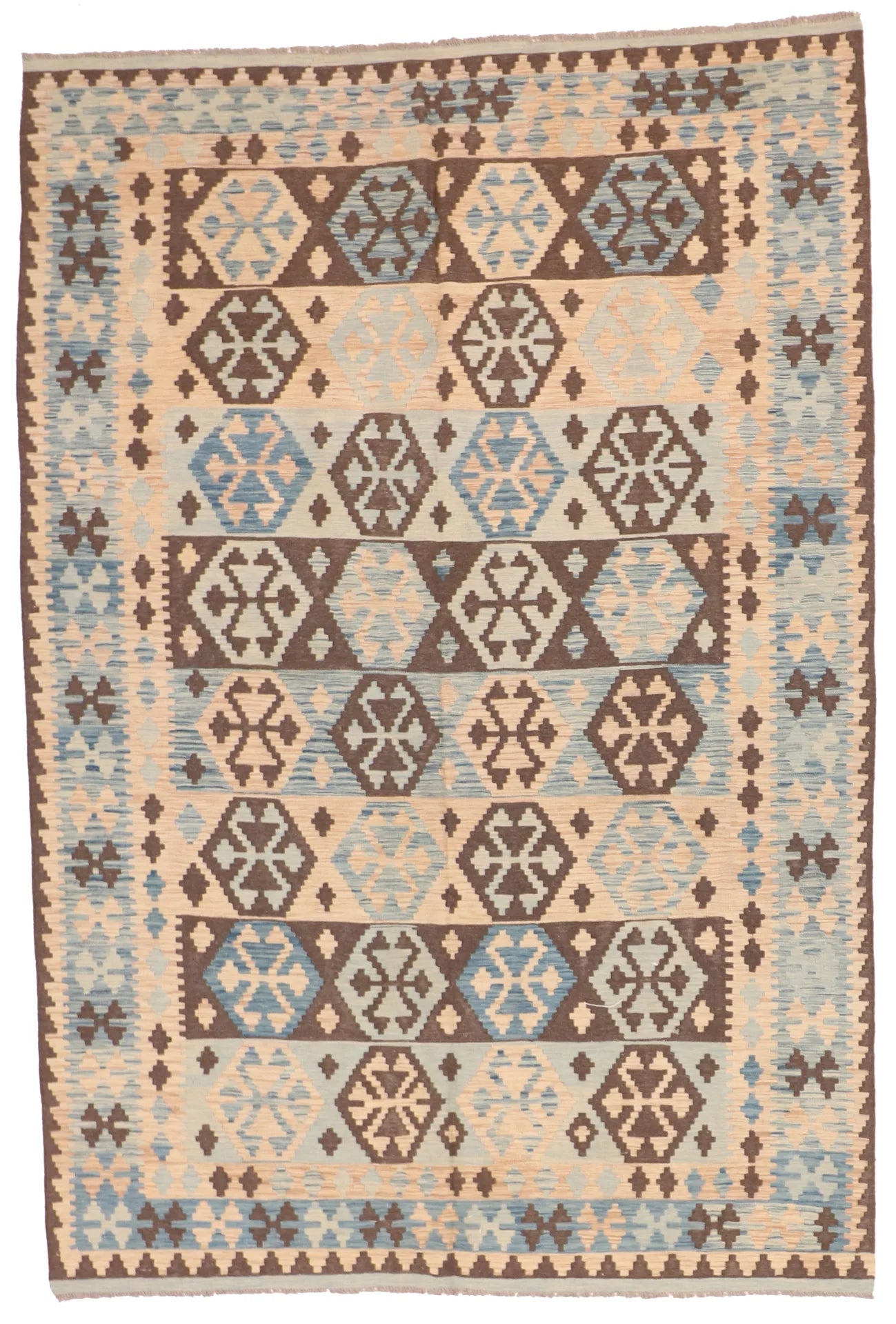 6.10 x 9.10 - Kilim Fine/Wool All Over Rectangle - Finest Hand-Made Quality Wool - 63735