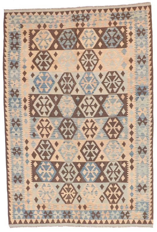 6.10 x 9.10 - Kilim Fine/Wool All Over Rectangle - Finest Hand-Made Quality Wool - 63735