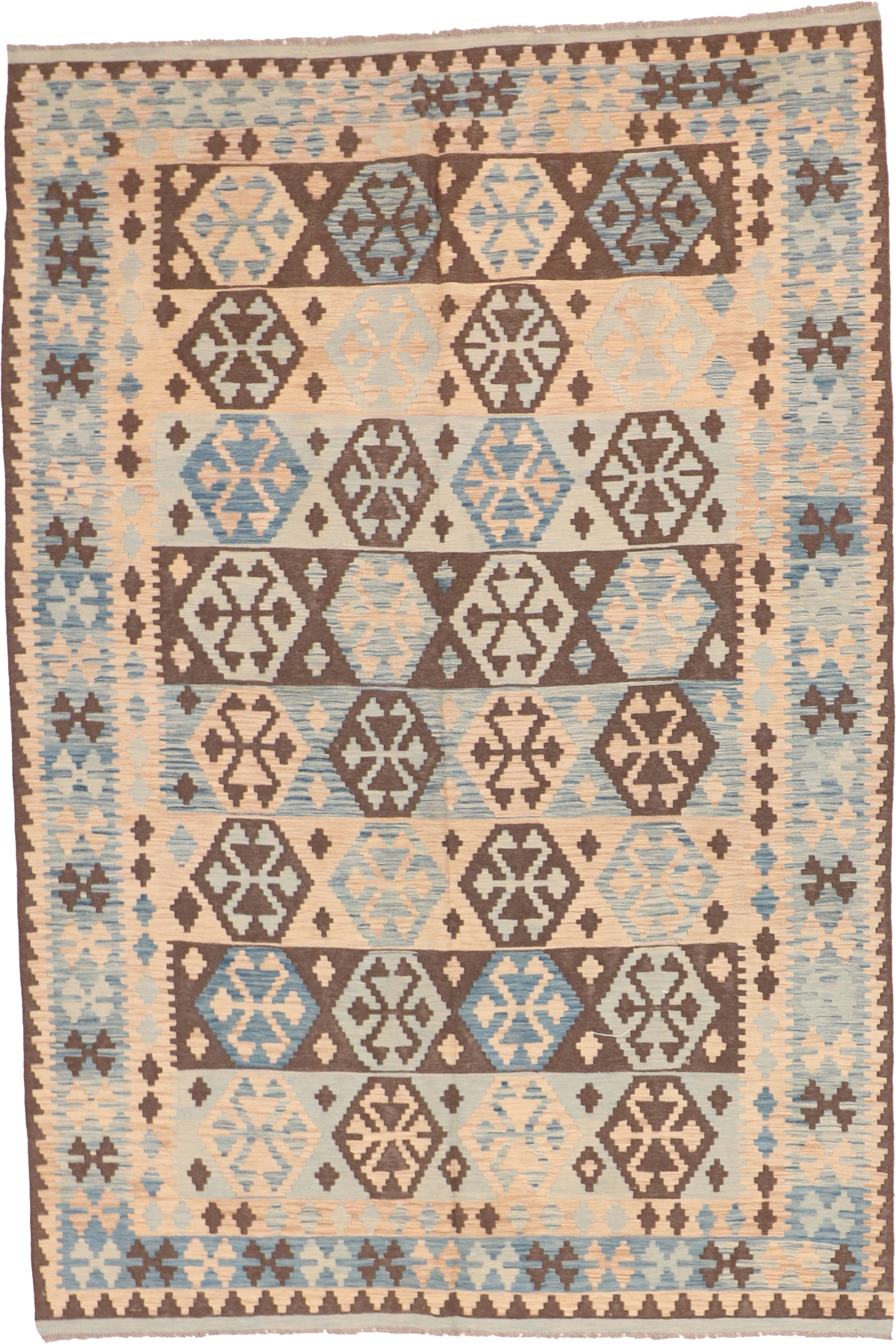 W 6.10 L 9.10 Kilim 100% Wool Hand-Woven All-Over Design - 63735