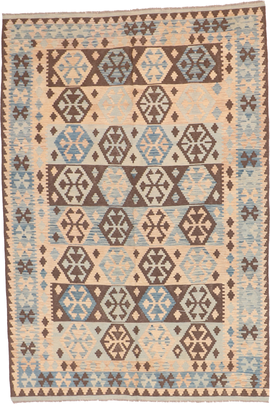W 6.10 L 9.10 Kilim 100% Wool Hand-Woven All-Over Design - 63735