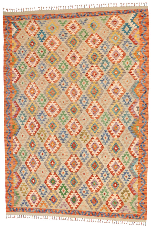 6.9 x 9.8 - Kilim Fine/Wool All Over Rectangle - Finest Hand-Knotted Quality Wool — 63736