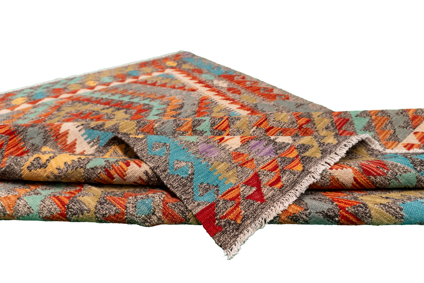W 4.1 - L 5.10 - Kilim Fine/Wool All Over Rectangle - Finest Hand-Made Quality Wool - 63737